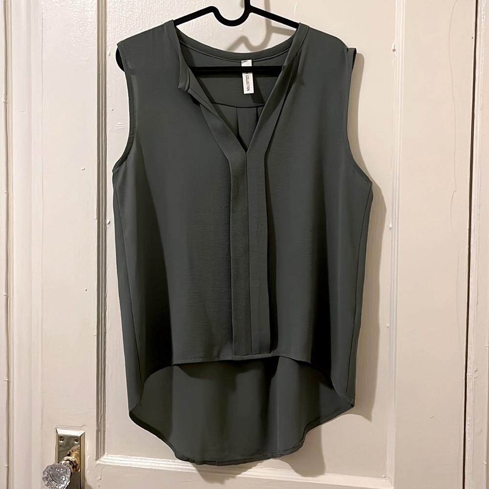 Dark green sleeveless blouse